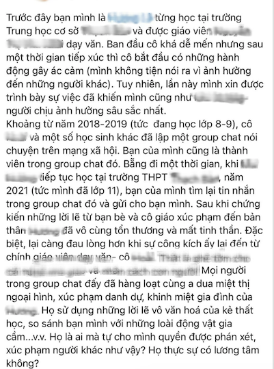 Ồn ào thông tin cô giáo văn lập group chê nữ sinh ngực như bát ôtô - Ảnh 1.