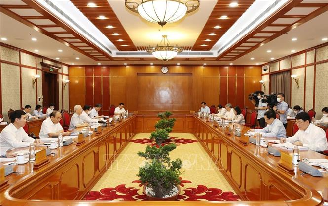 Những hình ảnh Tổng Bí thư Nguyễn Phú Trọng chủ trì họp Bộ Chính trị - Ảnh 6. Những hình ảnh Tổng Bí thư Nguyễn Phú Trọng chủ trì họp Bộ Chính trị - Ảnh 6.