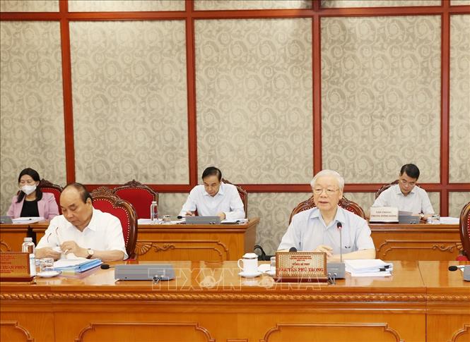 Những hình ảnh Tổng Bí thư Nguyễn Phú Trọng chủ trì họp Bộ Chính trị - Ảnh 4. Những hình ảnh Tổng Bí thư Nguyễn Phú Trọng chủ trì họp Bộ Chính trị - Ảnh 4.