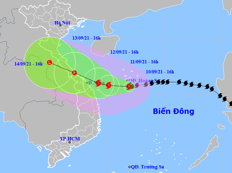 Bão số 5 giật cấp 13 di chuyển nhanh hướng vào Quảng Trị - Quảng Nam, biển động dữ dội - Ảnh 1.