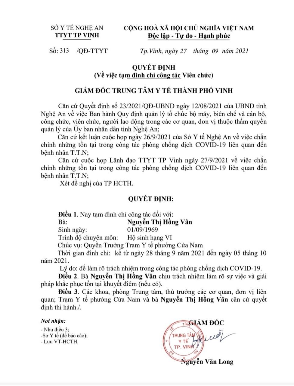 Tạm đình chỉ quyền trạm trưởng y tế phường do lơ là chống dịch Covid-19 - Ảnh 2.