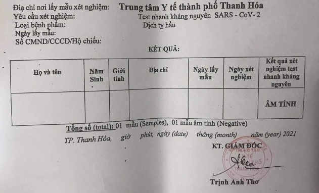 Yêu cầu kiểm điểm việc cấp phiếu test nhanh Covid-19 để trống thông tin - Ảnh 1.