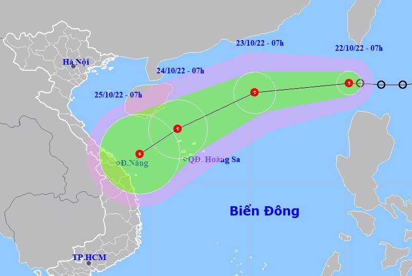 Áp thấp nhiệt đới trên Biển Đông, hướng vào miền Trung - Ảnh 1.