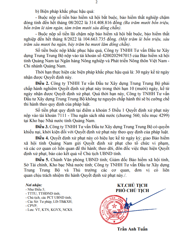 Quảng Nam phạt Công ty Trung Trung Bộ 84 triệu, buộc nộp khắc phục hơn 419 triệu đồng - Ảnh 2. Quảng Nam phạt Công ty Trung Trung Bộ 84 triệu, buộc nộp khắc phục hơn 419 triệu đồng - Ảnh 2.