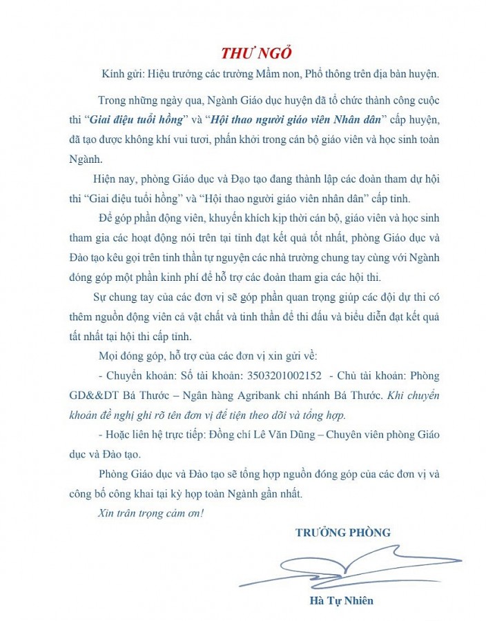 Trưởng phòng huyện nghèo nhất nước ở Thanh Hóa ra thư ngỏ xin tiền các trường - Ảnh 1.