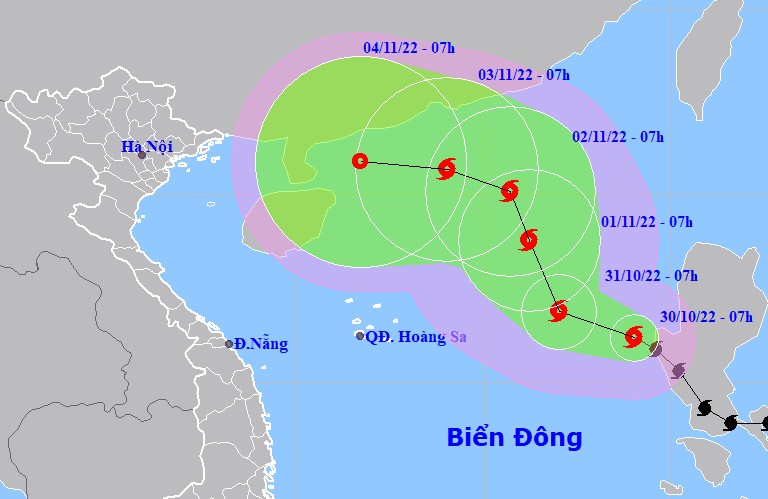 Bão Nalgae giật cấp 12 vào Biển Đông, xu hướng mạnh dần lên - Ảnh 1.