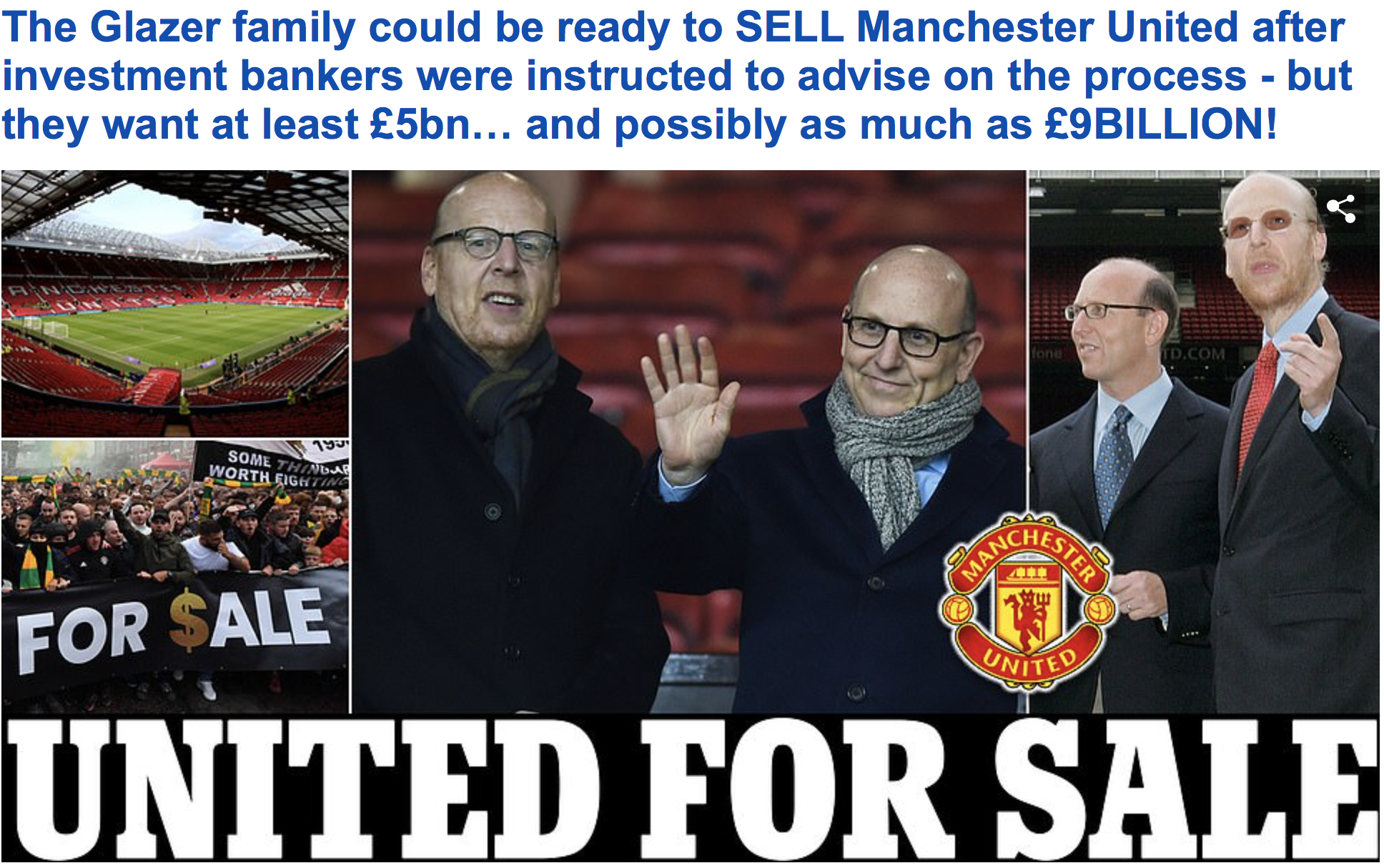 Nhà Glazer rao bán Man United giá 9 tỉ bảng - Ảnh 1.