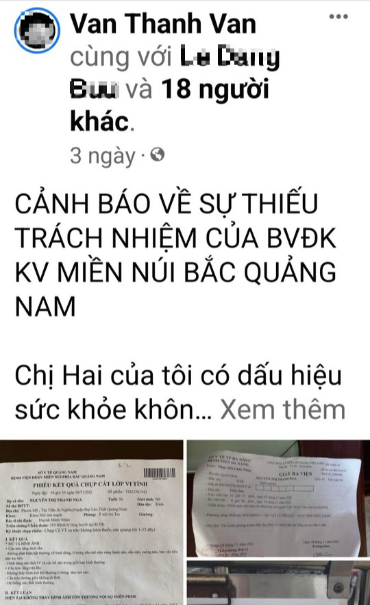 Bị tố tắc trách, Bệnh viện miền núi phía Bắc Quảng Nam lên tiếng - Ảnh 2.