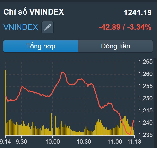 Chứng khoán đầu tuần đỏ sàn: VN-Index giảm 57 điểm - Ảnh 1.