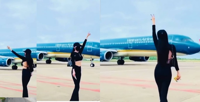 Cô gái nhảy múa trước máy bay đang lăn để quay TikTok bị cấm bay - Ảnh 1.