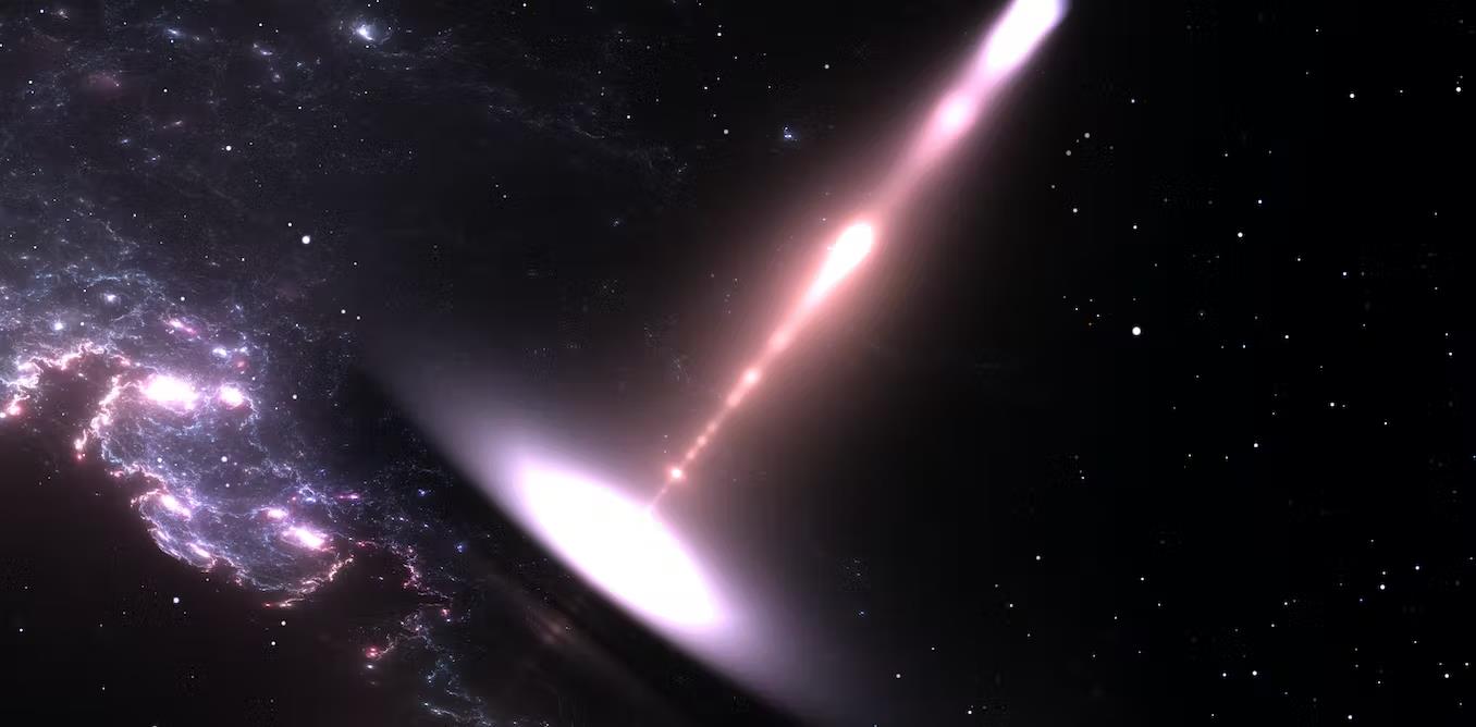 Hình ảnh siêu hố đen bắn chùm năng lượng khủng vào Trái Đất.