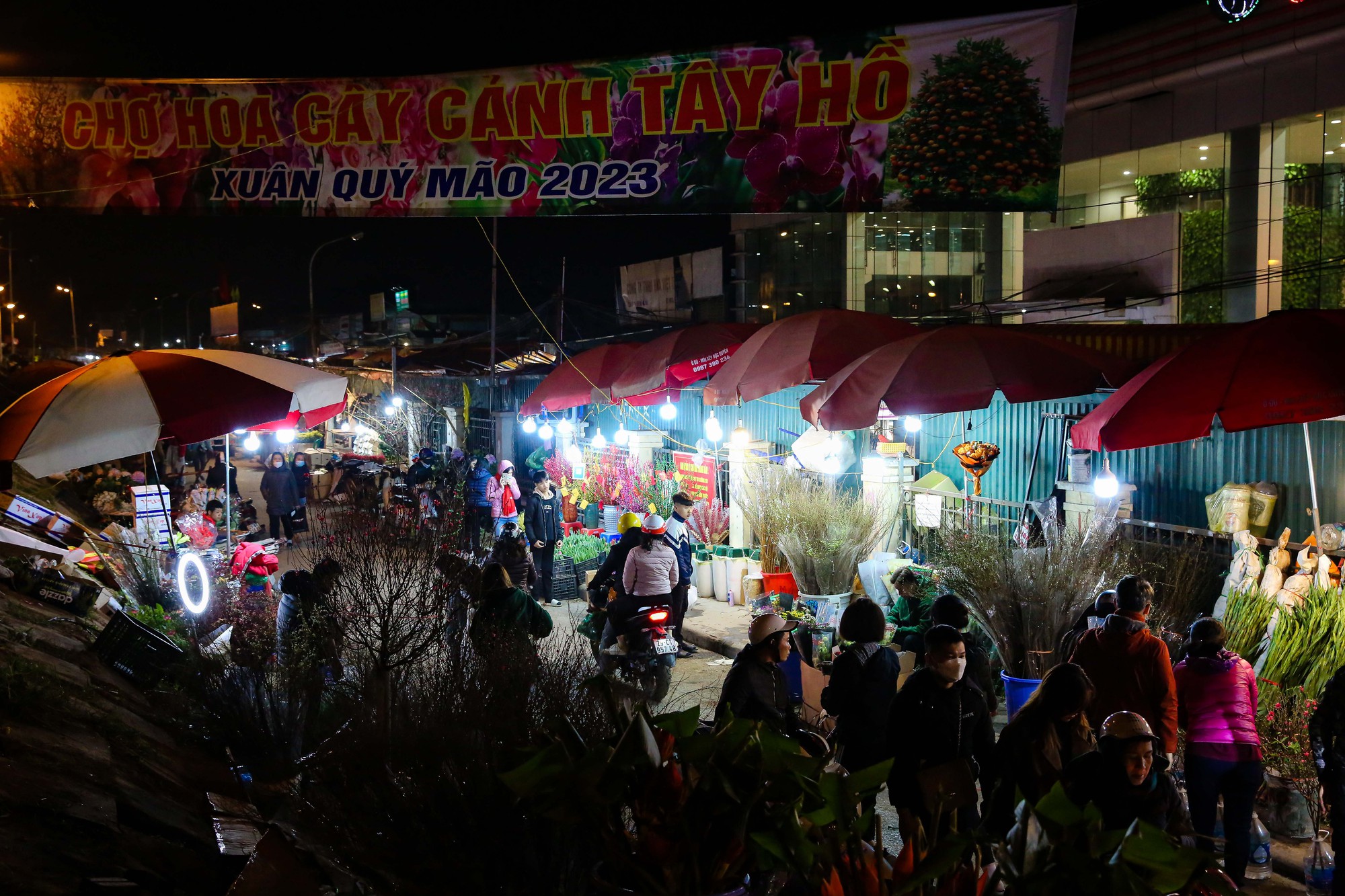 Khung cảnh tấp nập tại chợ hoa Quảng An ngày cận Tết - Ảnh 1.