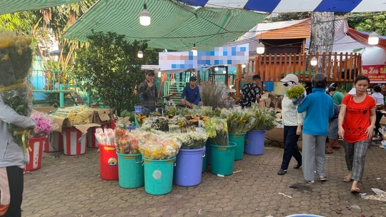 Chợ hoa Hồ Thị Kỷ đông nghẹt người, nhiều nơi xổ hàng giá rẻ - Ảnh 1.