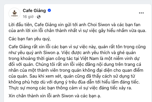 Cafe Giảng xin lỗi sau khi được cho thiếu tôn trọng thành viên nhóm Super Junior - Ảnh 3.
