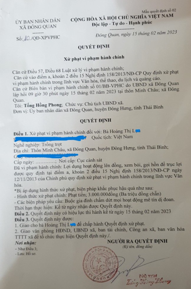 Xử Phạt Hành Chính Cô Đồng Gọi Hồn, Áp Vong Ở Thái Bình - Báo Người Lao Động