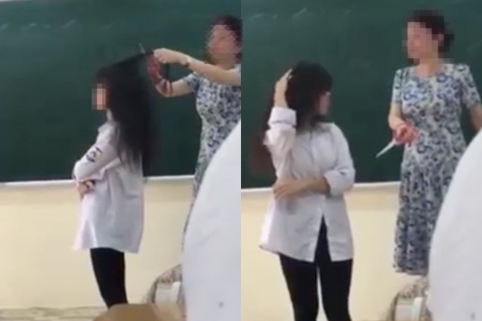 Nữ GV nhẹ nhàng ôm nữ sinh bị cắt tóc trước lớp, cô trò bùi ngùi nhận sai  và bỏ qua mọi chuyện
