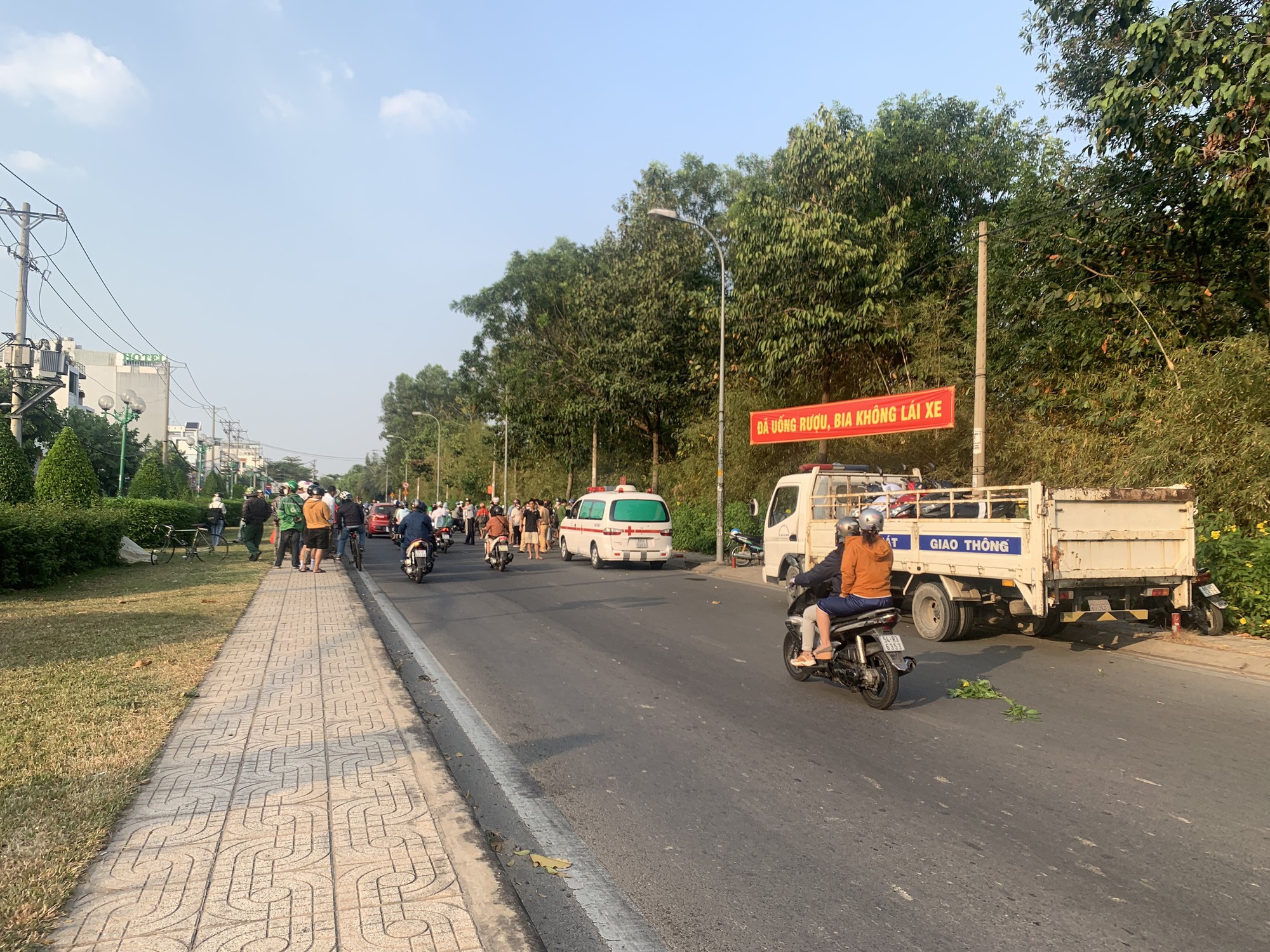 TP HCM: Người đàn ông tử vong cạnh gốc cây, nghi tông vào cột sắt - Ảnh 1.