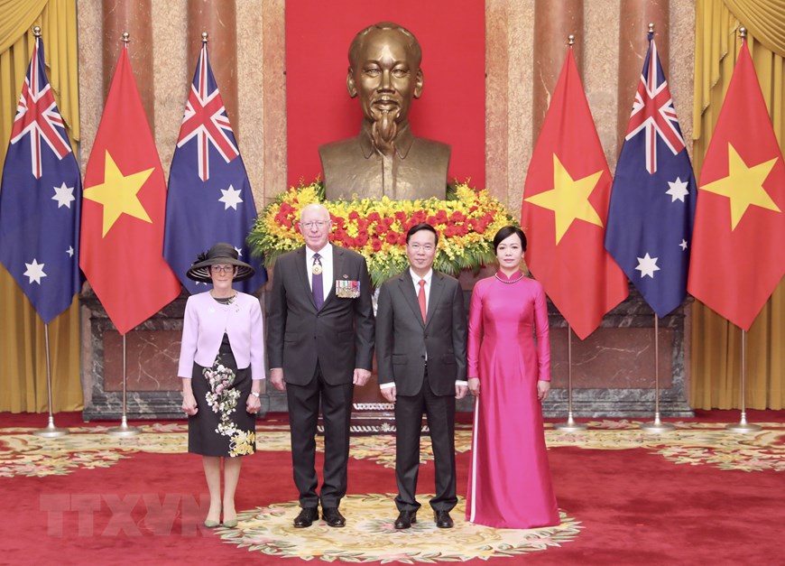 Những hình ảnh Chủ tịch nước Võ Văn Thưởng và Phu nhân đón Toàn quyền Úc và Phu nhân - Ảnh 6.