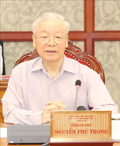 Những hình ảnh Tổng Bí thư Nguyễn Phú Trọng chủ trì họp Bộ Chính trị, Ban Bí thư - Ảnh 3.