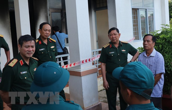 Đoàn công tác Bộ Quốc phòng kiểm tra hiện trường vụ tấn công trụ sở xã ở Đắk Lắk - Ảnh 1.