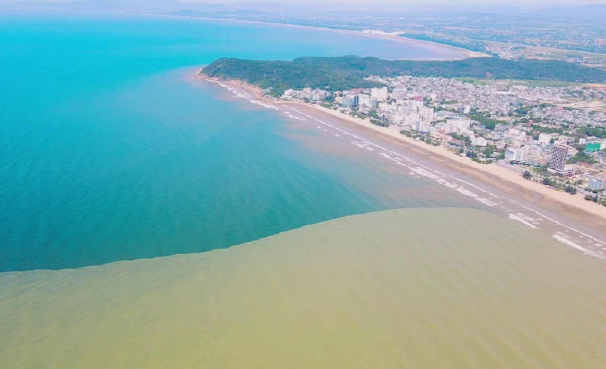 Nước biển Sầm Sơn bất ngờ chia thành 2 màu xanh - vàng