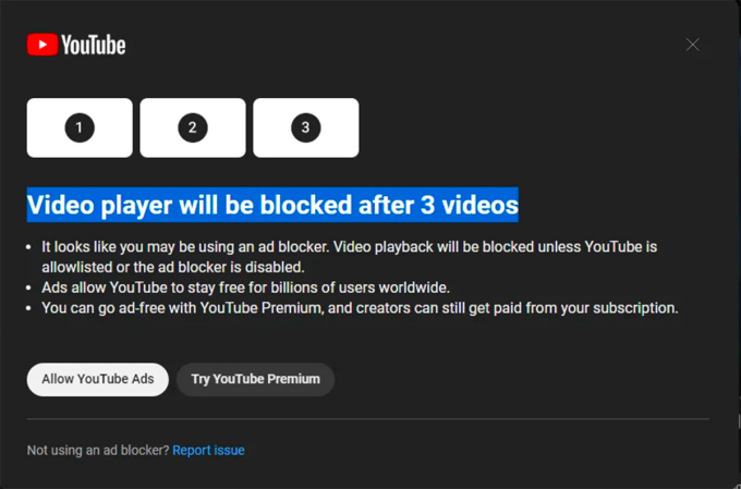 YouTube “mạnh tay” với người dùng không muốn xem quảng cáo - Ảnh 1.