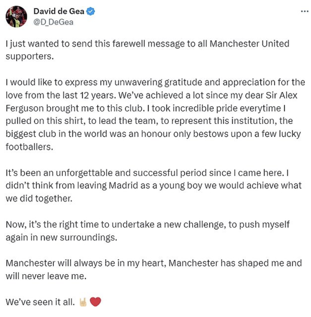 David de Gea chia tay Man United, đồng đội tri ân - Ảnh 2.