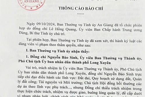 2 cựu Phó Chủ tịch UBND TP Long Xuyên bị khai trừ khỏi Đảng- Ảnh 1.