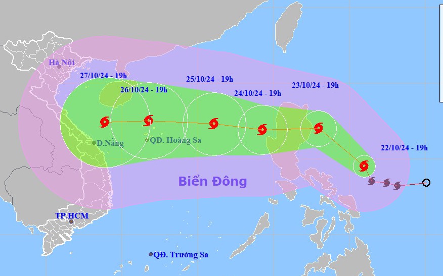 Bão Trami có thể mạnh cấp 12 hướng vào Trung Bộ, gây mưa lớn