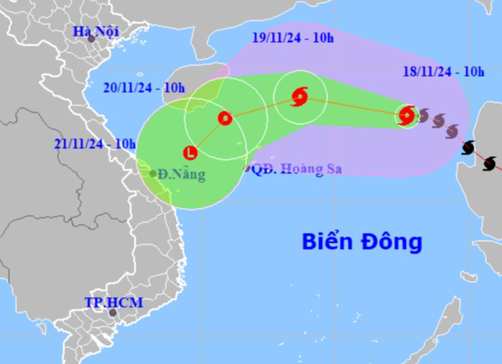 Bão số 9 đang di chuyển nhanh vào vùng biển Trung Trung Bộ- Ảnh 1.