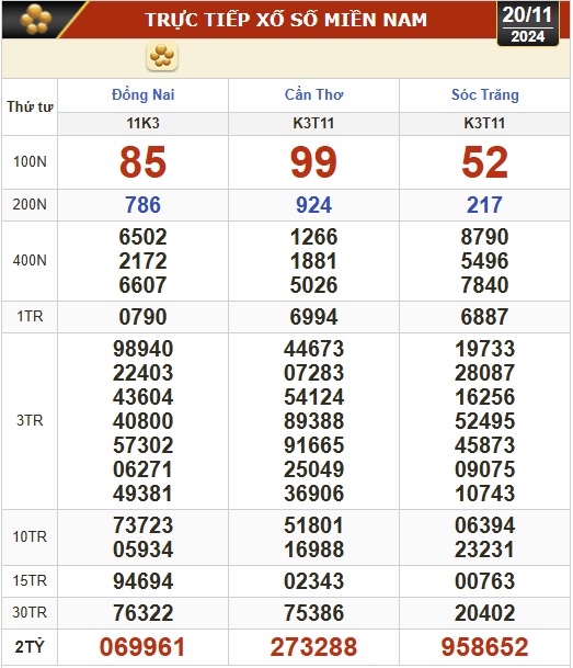 Kết quả xổ số hôm nay, 20-11: Đồng Nai, Cần Thơ, Sóc Trăng, Đà Nẵng, Khánh Hòa...- Ảnh 1.