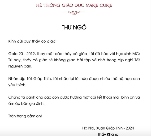 Thư "quán triệt không giao bài tập Tết" cho học sinh nhận "bão" like, Hiệu trưởng nói gì?- Ảnh 1.