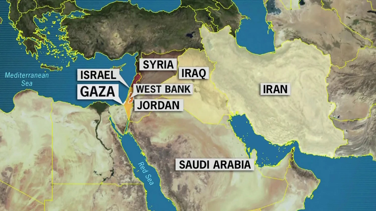 Israel và Iran cách xa nhau cả ngàn km. Nguồn: NBC News