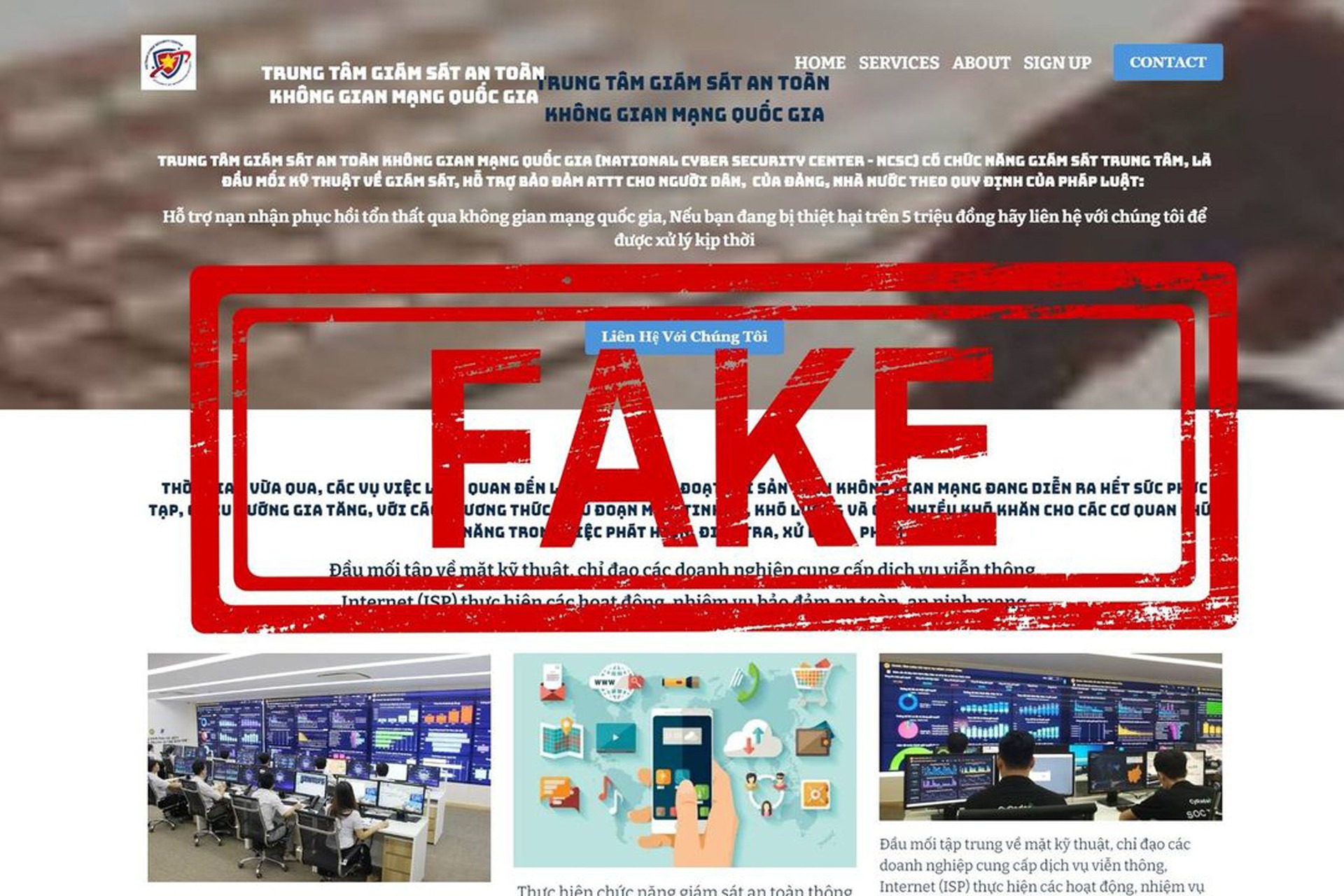Giả mạo website Trung tâm Giám sát an toàn không gian mạng quốc gia để lừa đảo - Ảnh 1.