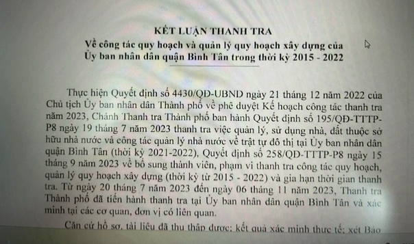 Vì sao thanh tra về công tác quy hoạch ở quận Bình Tân?- Ảnh 1.