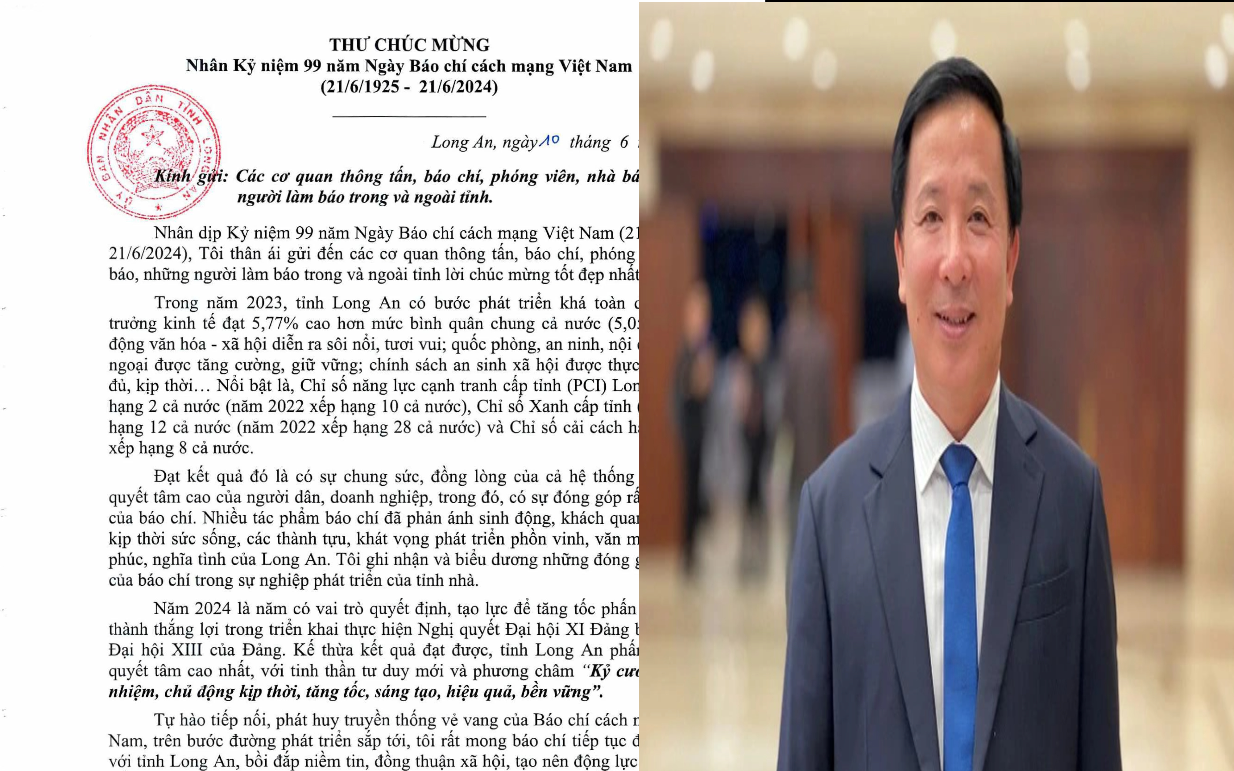 Thư xúc động của Chủ tịch UBND tỉnh Long An gửi báo chí