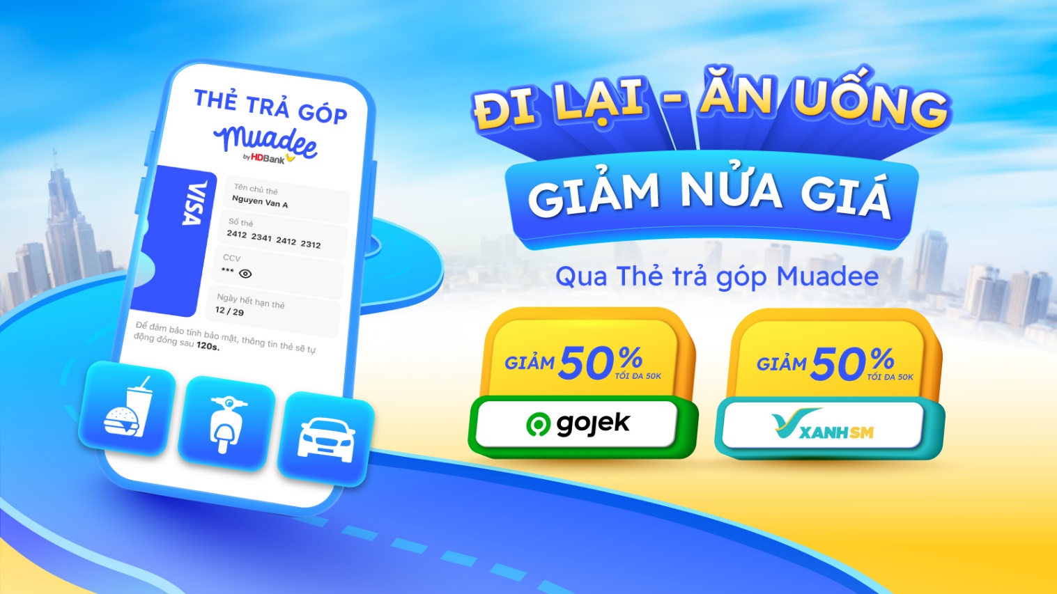 Giảm 50% trên Gojek và Xanh SM khi dùng Thẻ trả góp Muadee- Ảnh 2.