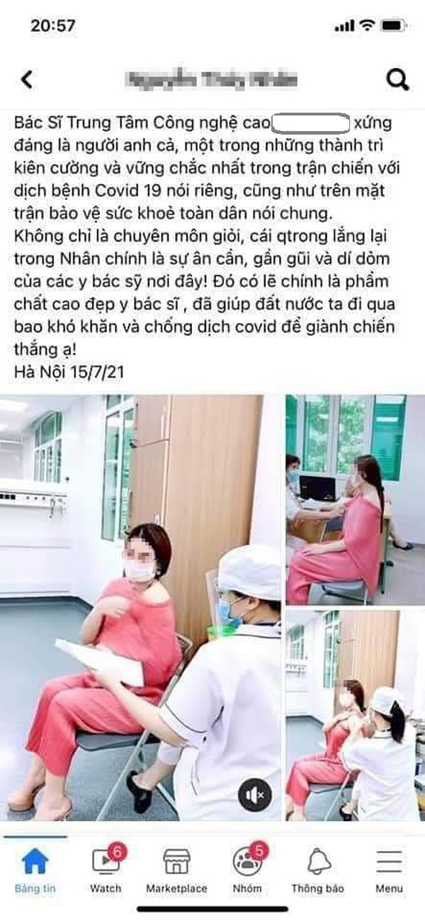 Á hậu doanh nhân khoe được "người anh" là lãnh đạo bệnh viện cho tiêm vắc-xin Covid-19- Ảnh 1.