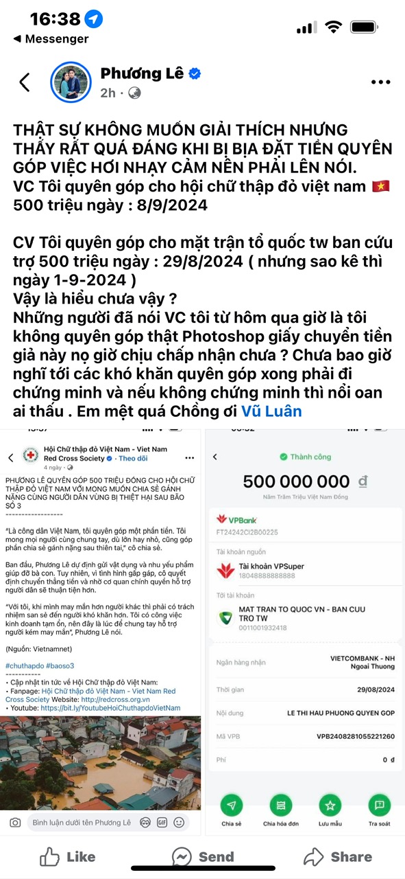 Phương Lê lên tiếng sau khi bị "soi" ủy nhiệm chi quyên góp từ thiện- Ảnh 1.