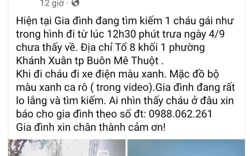 Tìm kiếm nữ sinh cấp 2 rời nhà trước ngày khai giảng