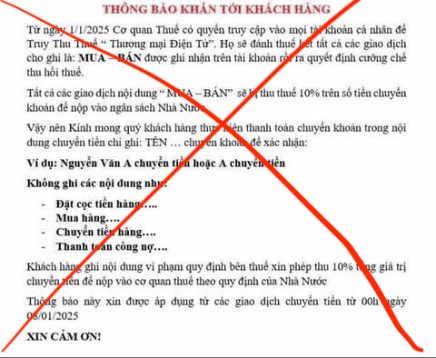 Thực hư thông báo thu thuế thương mại điện tử 10% đang lan truyền trên mạng xã hội - Ảnh 1.