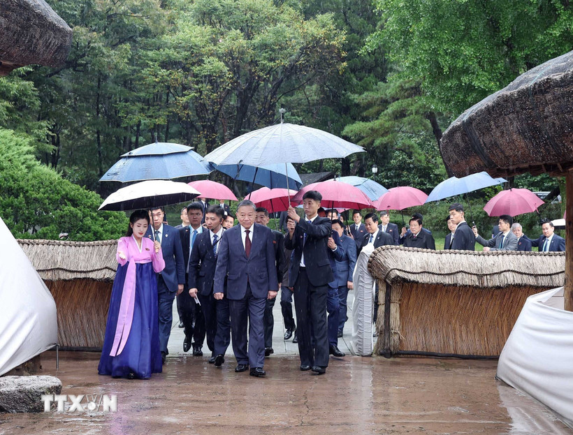 Tổng Bí thư Tô Lâm đặt hoa tưởng nhớ Chủ tịch Kim Nhật Thành và Tổng Bí thư Kim Jong Il - Ảnh 8.