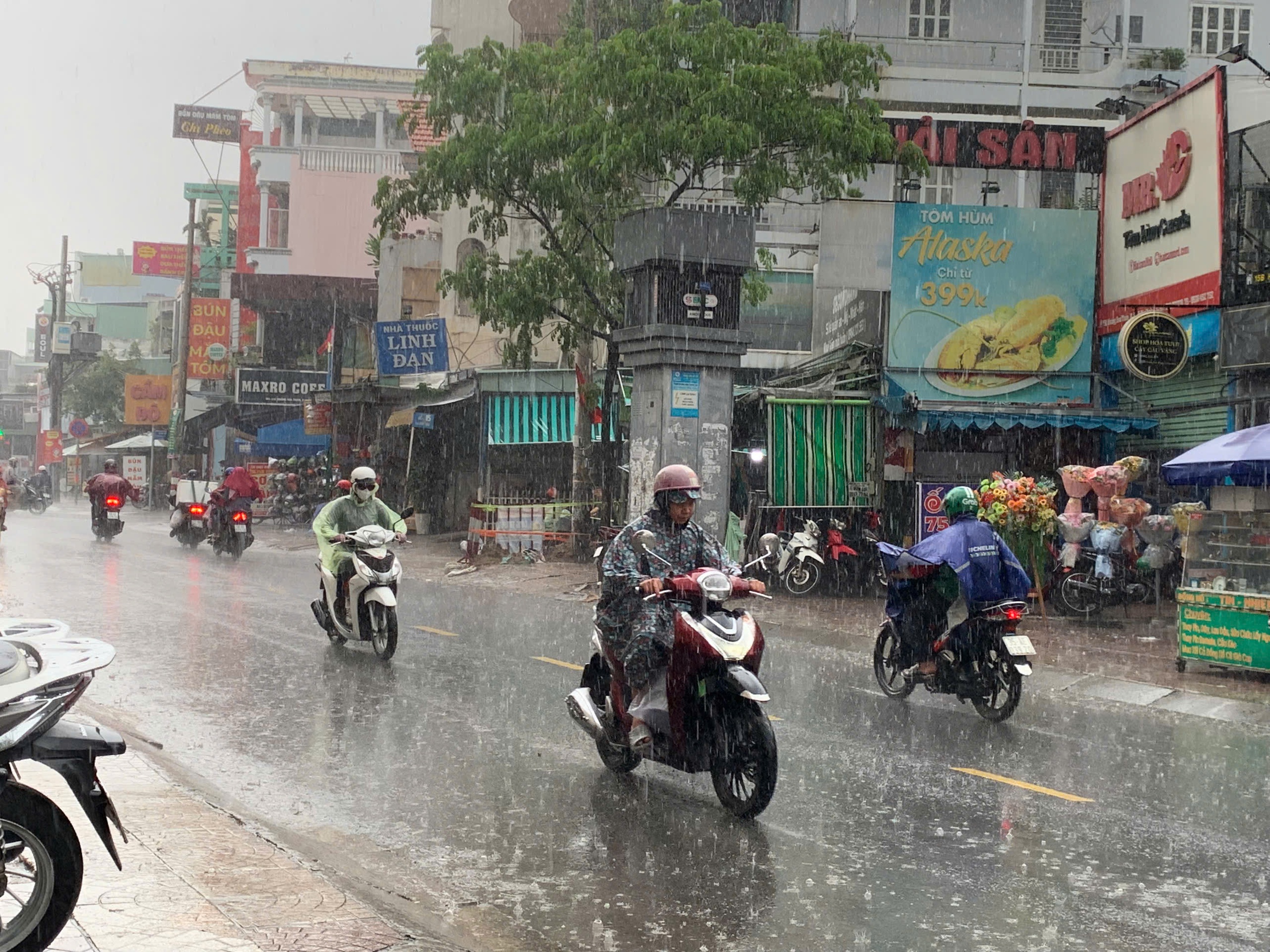 Trời TP HCM tối sầm, nhiều nơi mưa mù mịt - Ảnh 1.
