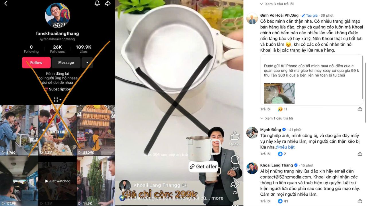 Youtuber Khoai Lang Thang đau đầu vì bị sử dụng hình ảnh đi lừa đảo - Ảnh 1.