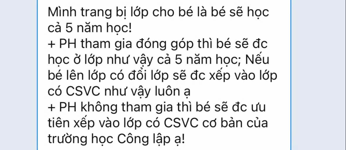 Xôn xao tin nhắn giáo viên "Phụ huynh không đóng góp thì được xếp vào lớp cơ bản" - Ảnh 2.