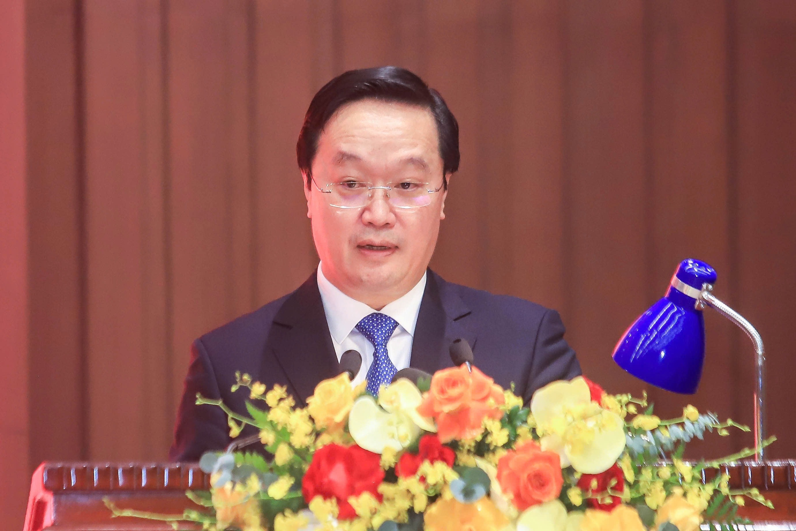 Tân Phó Bí thư Thành ủy Hà Nội Nguyễn Đức Trung phát biểu tại hội nghị