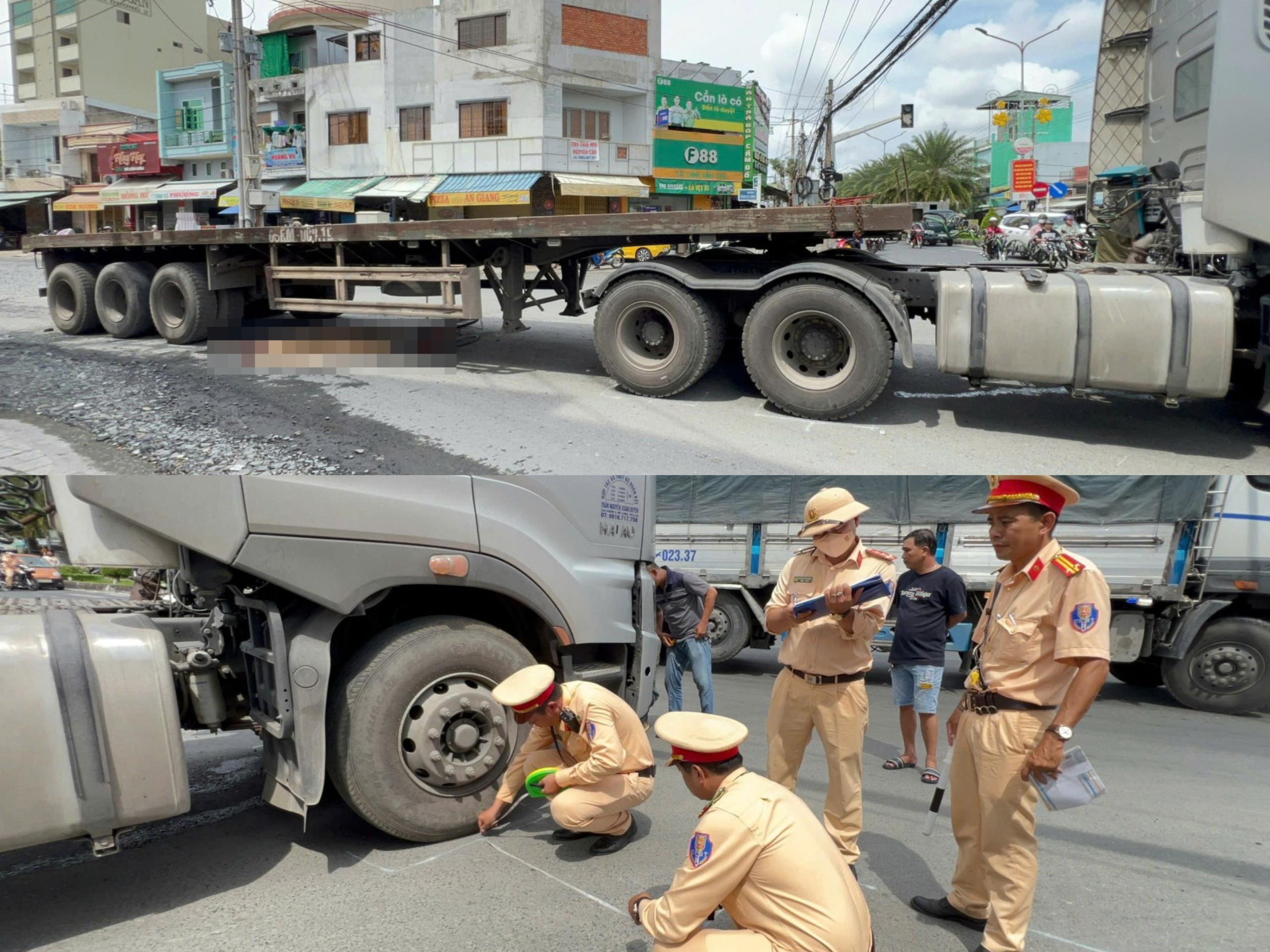 CLIP: Người phụ nữ chết thảm dưới gầm xe rơ – moóc trên con đường tan nát ở An Giang - Ảnh 1.