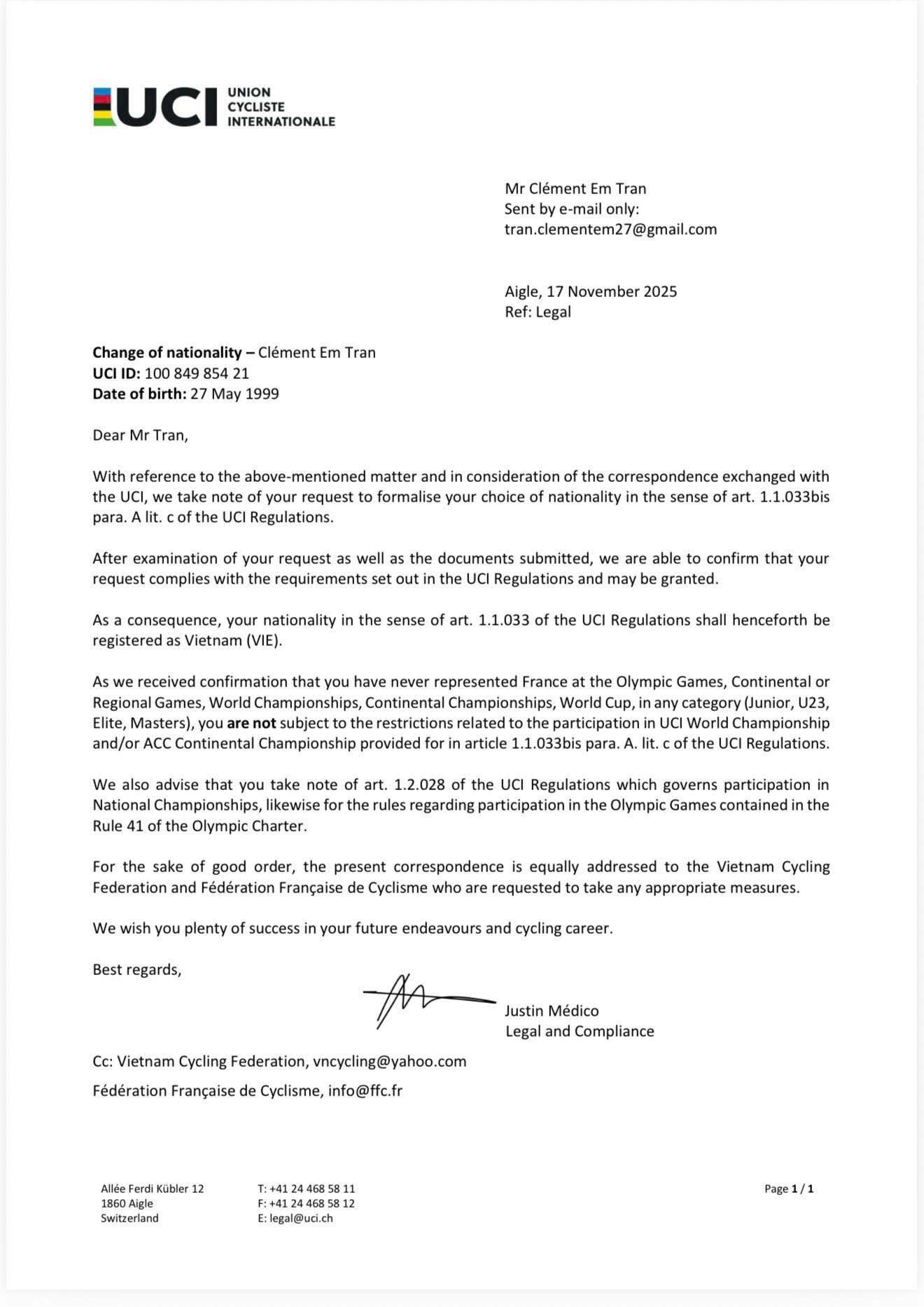 Xe đạp Việt Nam đón "bom tấn" Trần Clément Em: Tay đua Pháp chính thức đổi quốc tịch về Việt Nam - Ảnh 1.