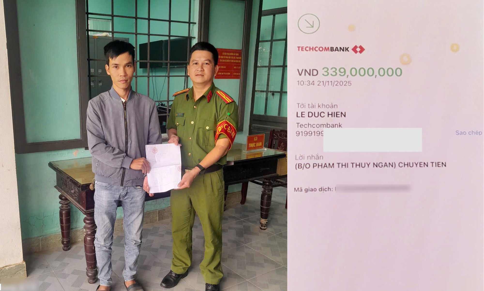 Cô gái ở Hà Nội chuyển nhầm 339 triệu, người nhận ở Đà Nẵng lập tức trình báo - Ảnh 1.