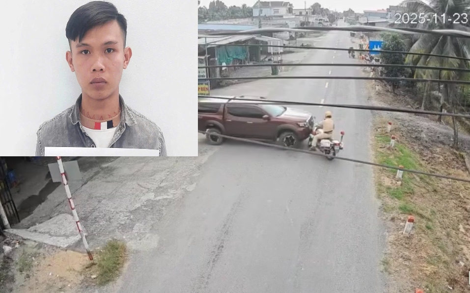 VIDEO: Lao xe m&aacute;y v&agrave;o tổ c&ocirc;ng t&aacute;c khiến một c&aacute;n bộ CSGT bị thương - Ảnh 1.